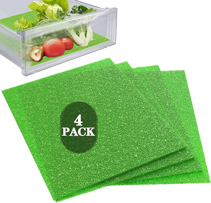 4 Pcs Refrigerator Drawer Liners for Fruit and Vegetables Fresher Life Extender,Refrigerator Organizers and Storage, Fridge Shelf Liners(12"x15")