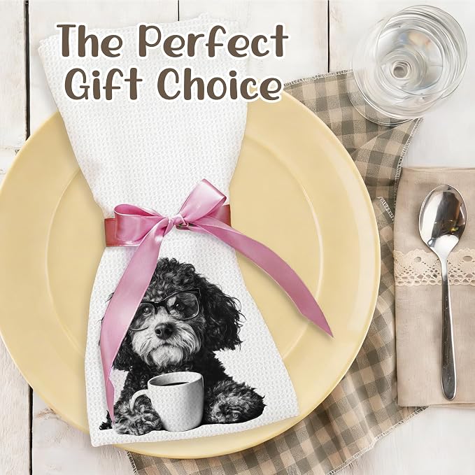 Funny Bernedoodle Kitchen Towels, Dog Kitchen Accessories, Dog Chef Gifts for Women Decorative Hand Towels for Kitchen Decor, Coffee Lovers Gifts Dish Tea Towel, 16x24 Inch