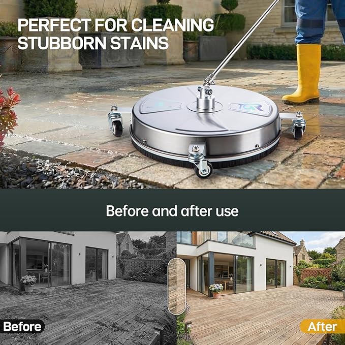 TOR 18" Pressure Washer Surface Cleaner with 4 Wheels, Surface Cleaner for Pressure Washer, 2 Extension Wands, 2 Replacement Nozzles, Power Washer Surface Cleaner for Concrete, Driveway