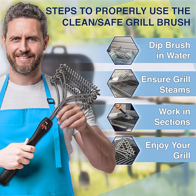 Kona Bristle & Bristle-Free Grill Brushes - Stainless Steel, Rust-Resistant, Safe for All Grill Types - Perfect Grilling Gift