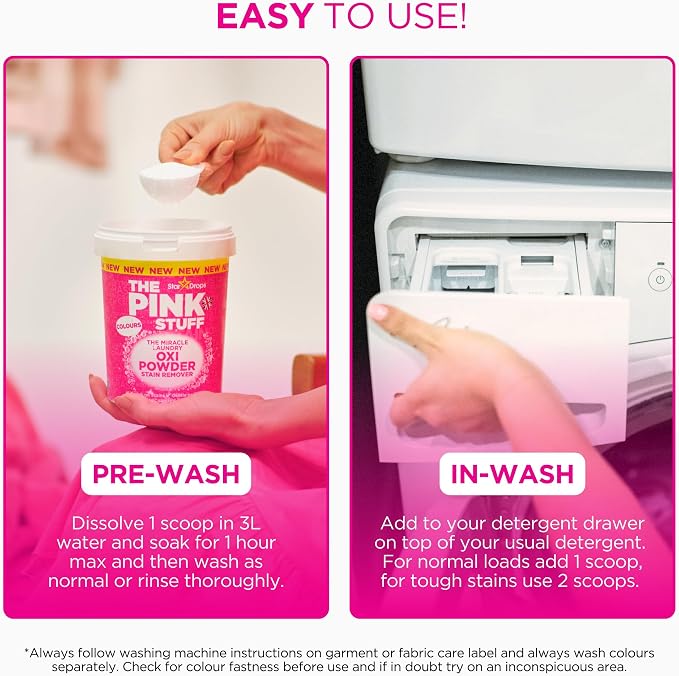 Stardrops - The Pink Stuff - The Miracle Laundry Stain Removing Kit - Oxi Powder Whites - Oxi Colors - Oxi Stain Spray (1 White's Powder, 1 Color's Powder, 1 Stain Remover), 3 Piece Set (PSLWCS)