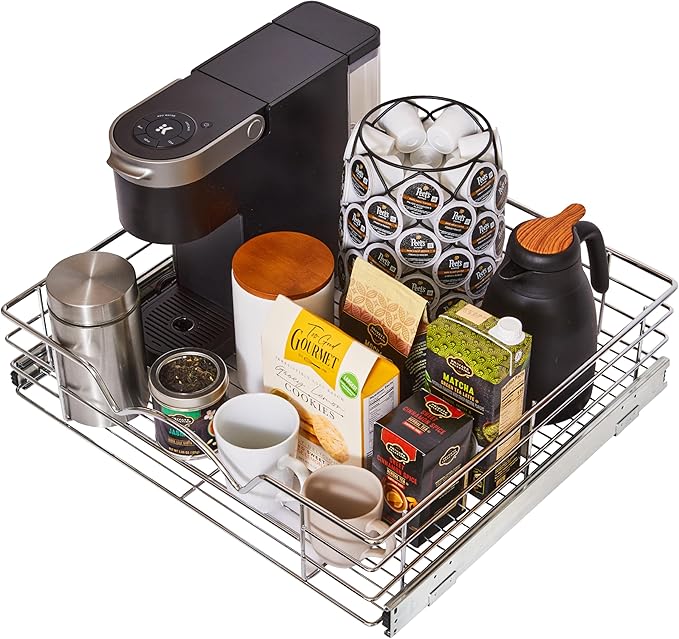 HOLDN’ STORAGE Pull Out Cabinet Organizer, Slide Out Drawer for Kitchen Cabinets & Pantry, Roll Out Shelf for Pots, Pans & Under Sink Storage, Heavy-Duty Full-Extension, 22"W x 21"D x 5"H