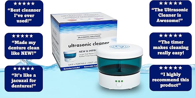Dr. B Dental Liquid Crystal Soak Cleanser & Solutions Ultrasonic Cleaner Bundle | Complete Appliance Cleaning System for Dentures, Night Guards, Retainers & Aligners