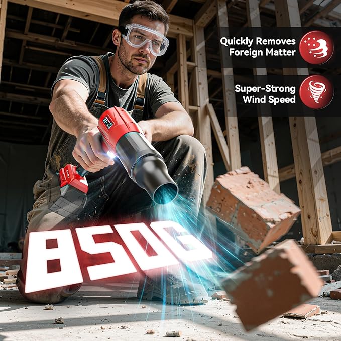 800,000 RPM Leaf Blower Compatible with Milwaukee 18V: Ecarke Cordless Dust Blower, Electric Turbo Jet Blower Handheld Battery Powered with Brushless Motor for Patio Garden Lawn (No Battery)