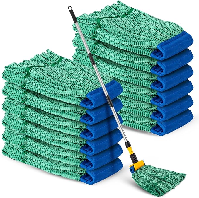 Hushee Large Microfiber Tube Mop Heads 18 oz Heavy Duty Commercial Industrial Wet Mop Head Refill Reusable Machine Washable Looped End Mopheads for Hardwood, Tile, Laminate Floors (Green,1 Pack)