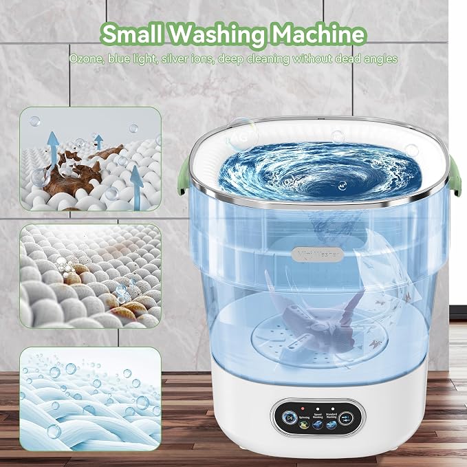 JUJOJB Portable Foldable Mini Washing Machine for Delicates & Small Loads | Portable 20L foldable washer with spin basket 3 wash modes. Ideal for baby clothes, underwear, dorms, RVs