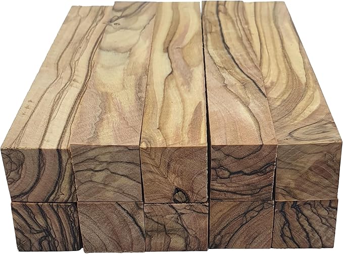 Zuluf 10 Authentic Bethlehem Olive Wood Pen Blanks with Certificates - BLANK104, Exotic Holy Land Wood Turning Blanks, 0.75" x 0.75" x 5" - Ideal for Pen Making, Woodturning, & Carving Projects