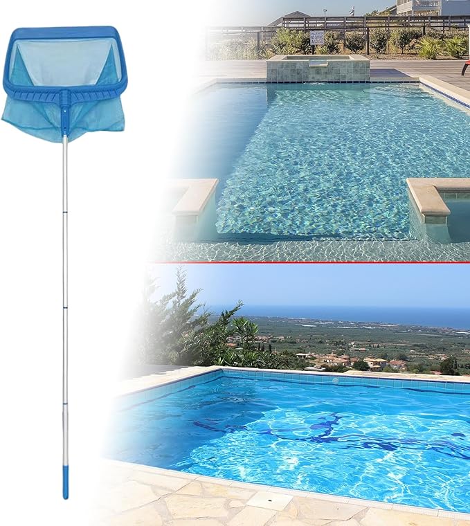 Fishing Net Swimming Pool Cleaning Netting Patio Fine Mesh Yard Pool Skimmer Net for Above Ground Inground Pool Pool Pond SPA, 117cm/977 (Color : Blue, Size : 184cm)