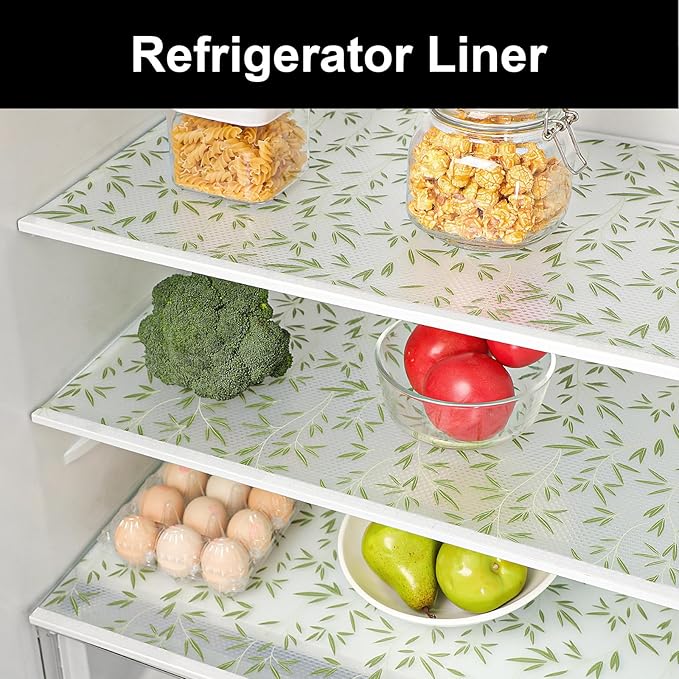 Cooyes Shelf Liners for Kitchen Cabinets Refrigerator Liners Waterproof & Oil-Proof Kitchen Cupboard Liner Drawer Mats EVA Material Non Adhesive Fridge Liner for Shelves（11.8" W x 236" L）