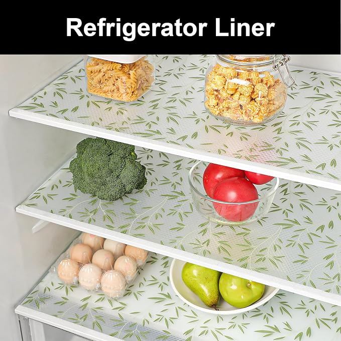 CooyesFridge Liners Shelf Liner for Kitchen Cabinets Refrigerator Liners Waterproof & Oil-Proof Kitchen Cupboard Liner Non Adhesive Drawer Mats EVA Material for Shelves（11.8" W x 360" L）