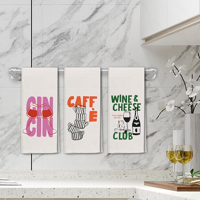 Italian Kitchen Towels Set 3, Italian Kitchen Decor, Bar Towels for Kitchen Bartender, Retro Dish Towels for Hand Towels for Kitchen, Aesthetic Kitchen Decor, 16x24 Inch