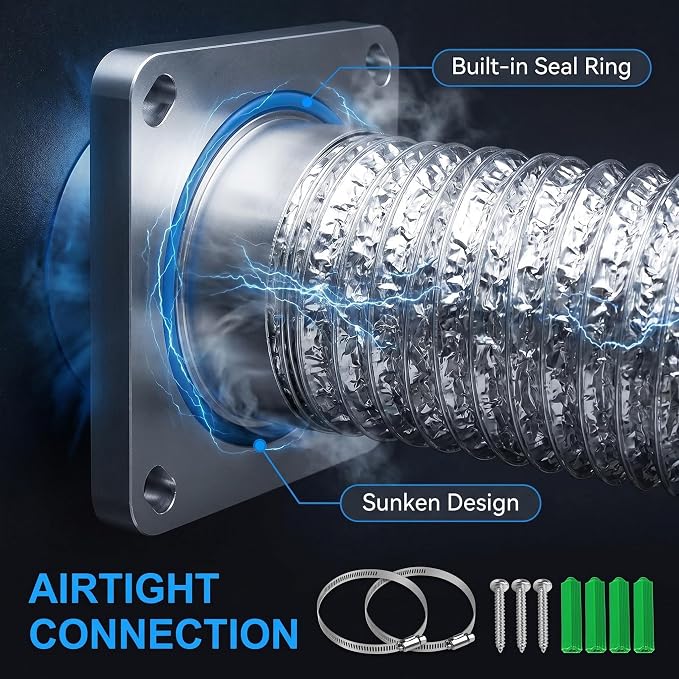 DV180 Magnetic Dryer Vent Coupling Connector Kit Airtight Seal，Easy to Clean Quick Connector Including a 2.6ft 4" Duct and two Clamps | Quick Connection and Disconnection, Strong Magnet Self-Alignment Design, Quick-Installation, Dryer Vent Connector Kit