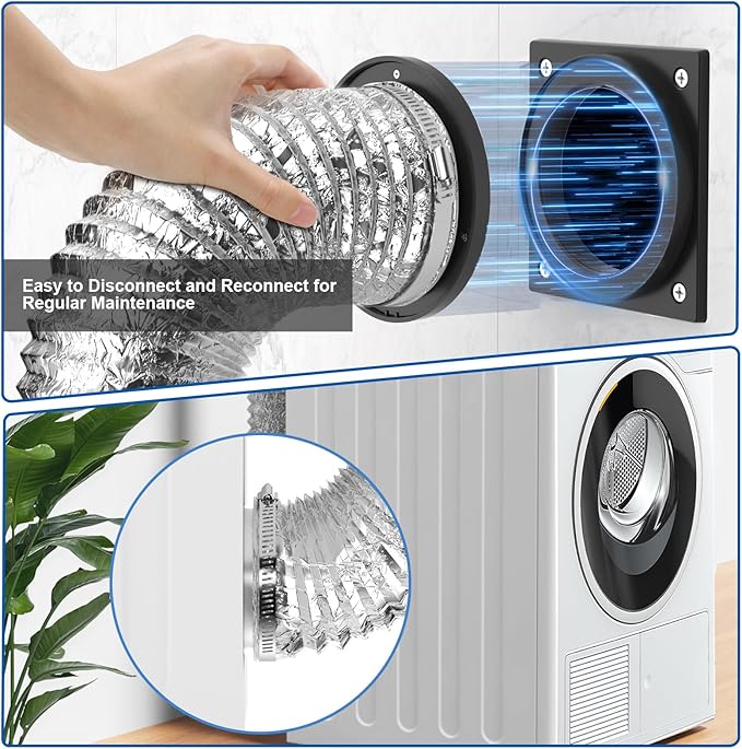 Magnetic Dryer Vent Coupling Kit, Airtight Seal Strong Magnetic Dryer Vent Connector, Quick Connect & Disconnect Flexible Exhaust Duct Adapter with Clamps & Screws for Easy Cleaning