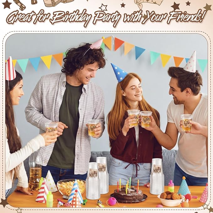 100 Pcs Western Cowboy Plastic Cups 12 oz Brown Howdy Disposable Plastic Cowboy Drinking Cups Bulk for Western Boho Preppy Baby Shower Birthday Wild West Party Decoration Supplies