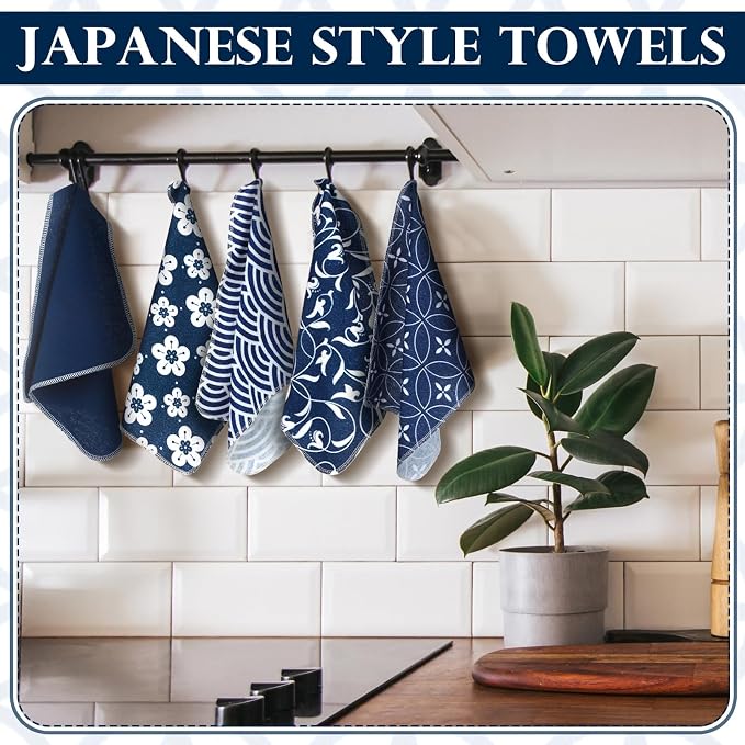 72 Pcs Japanese Reusable Cleaning Cloths Washable Cotton Kitchen Dish Towels for Home Paperless Reusable Cloth Cotton Napkins for Kitchen Bathroom Decoration, 9.84 x 11.81 Inches