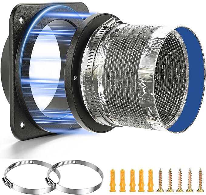 Magnetic Dryer Vent Coupling, Magnetic Dryer Vent Connector Kit, Strong Magnet Dryer Vent Quick Connect Disconnect Easy to Clean Airtight Seal 4" Exhaust Vent Hose Magnet Self-Alignment