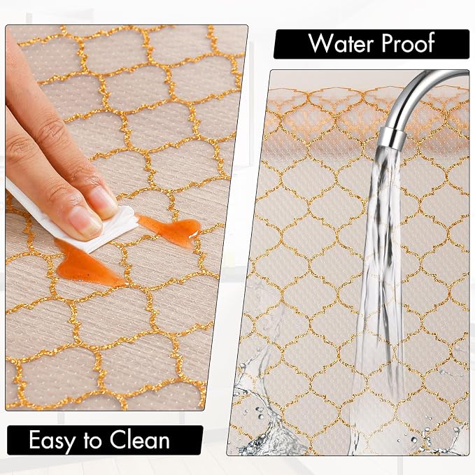 Cooyes Shelf Liner, Non Adhesive Drawer and Cabinet Liner, EVA Washable Oil-Proof Shelf Paper for Kitchen Cabinets, Refrigerator, Storage, Desks with Modern Pattern