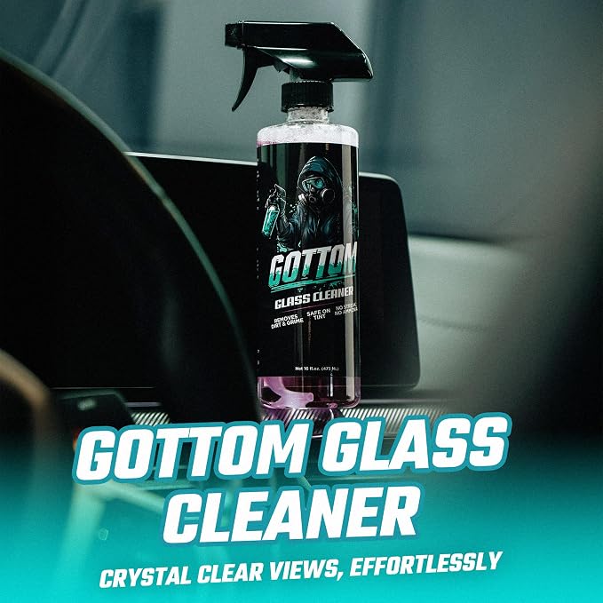 Gottom Glass Cleaner – 128oz, Ammonia Free, Streak-Free Window & Glass Cleaner, Safe on Tint – Perfect for Mirrors, Windows, & Glass Surfaces – Effective Dirt & Grime Remover