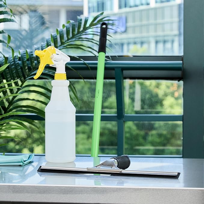 Restaurantware-Clean Tek Professional 13.78 Inch Window Squeegee, 1 Cleaning Squeegee with Rubber Blade - No-Slip Handle, Clean Mirror Or Car Windshield, Stainless Steel Wiper for Glass Door