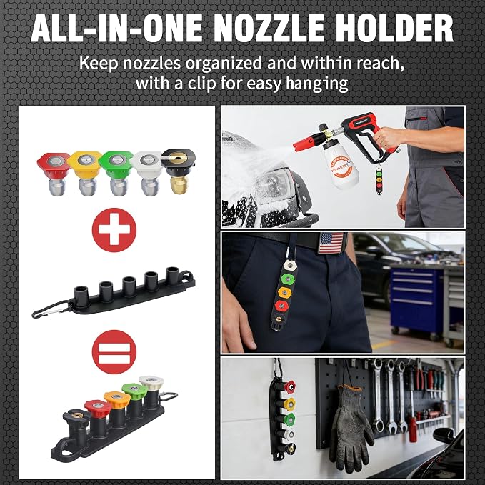 Pressure Washer Gun, 4000 PSI Pressure Washer Spray Gun, 1/4" Quick Connect, 5 Spray Nozzles, M22-14 Adapter & 3/8" Swivel Quick Connector, Replacement Gun for Foam Cannon & Power Washer