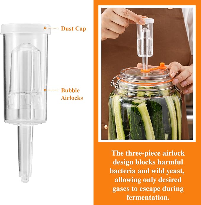 1 Gal Fermentation Kit, Jars, Weights & Airlocks, 2 Pack | Perfect for Sauerkraut, Kimchi, Kombucha and Pickles