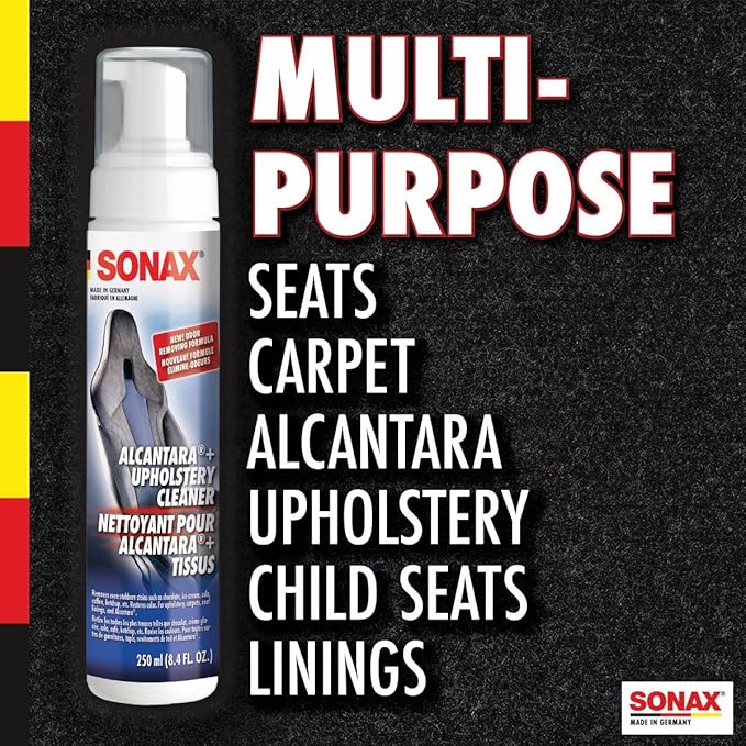 Autogeek SONAX Alcantara & Upholstery Cleaner Bundle | Removes Stains & Restores Color on Delicate Surfaces | Includes 2 x 250ml Bottles, Horse Hair Brush & Edgeless Towel | SON-206141-BUN