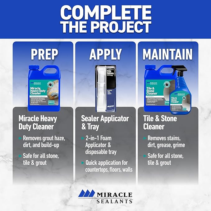Miracle Sealants 511 H2O Plus Advanced Penetrating Sealer for Countertops, Stone, Tile & Grout, Quart