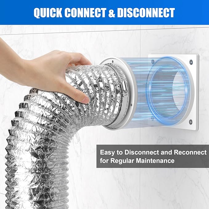 Magnetic Dryer Vent Coupling, Airtight Seal Strong Magnet Dryer Vent Connector Kit Quick Connect Disconnect Easy to Clean Flexible Hose Exhaust Duct Adapter Attachment with Clamps Screws