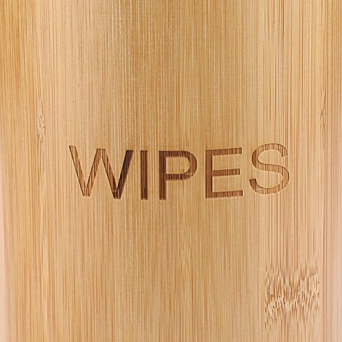 Kokone Bamboo Wipes Dispenser Compatible for Clorox Lysol, Farmhouse Wipes Canister Holder Cleaning Wipe Dispenser Container, Decorative Bamboo Wipes Dispenser Keeper for Kitchen Bathroom Office