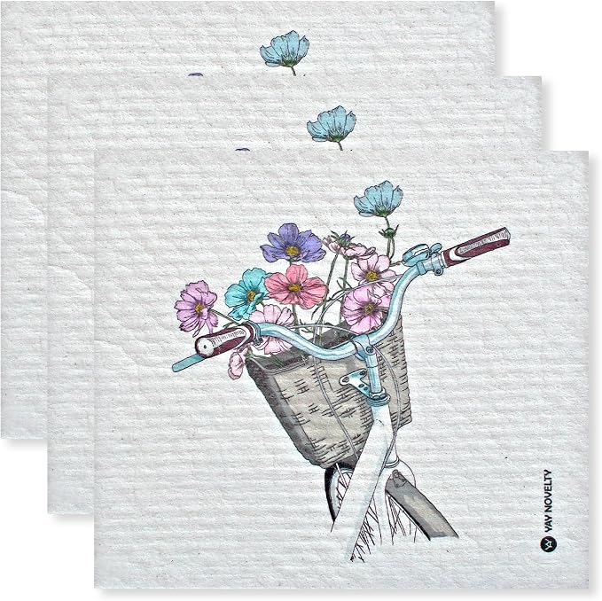 Swedish Dishcloths - 12 Pack | Made in Germany | Ultra-Absorbent, Reusable Cellulose Sponge Cloths for Kitchen | No-Odor, Eco-Friendly Cleaning Wipes | Water-Based Ink | Foral