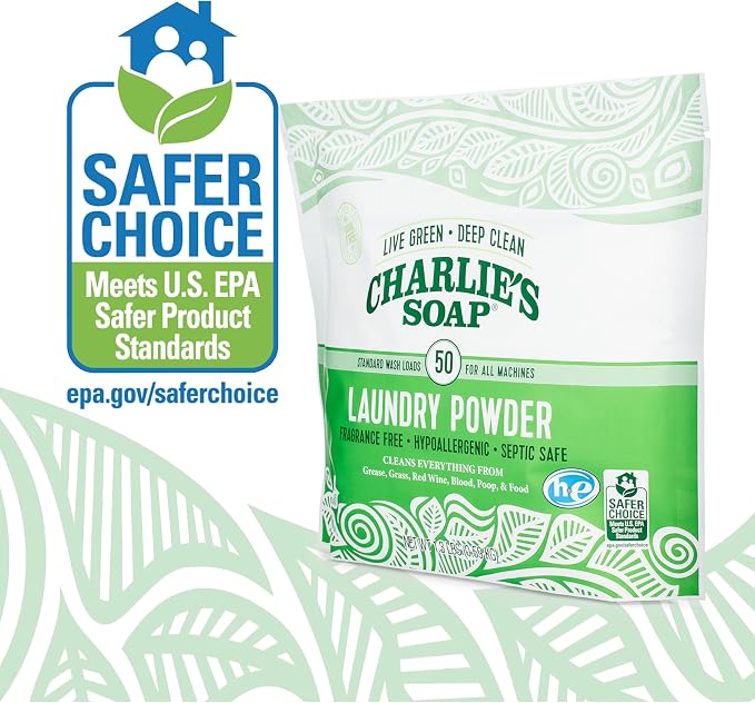Charlie’s Soap Laundry Powder (50 Loads, 3 Pack) Hypoallergenic Deep Cleaning Washing Powder Detergent – Eco-Friendly, Safe, and Effective