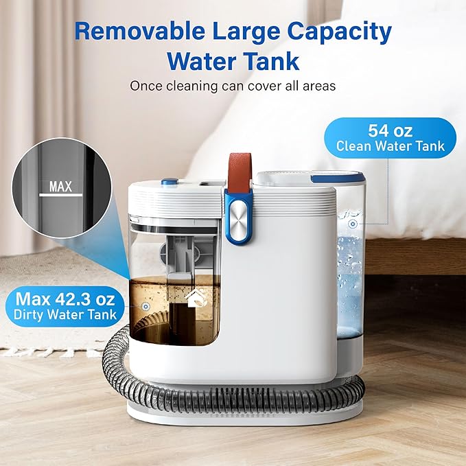 WURESE Portable Carpet & Upholstery Cleaner – 15KPa Powerful Spot Cleaner for Pet Urine, Couch, Stairs & Car Seats – Handheld Deep Cleaning Machine with Self‑Cleaning System & 2 Tools, Blue