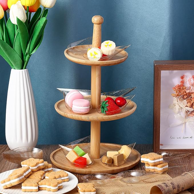 Tessco for you 200 Pcs 4" Tear Drop Appetizer Spoons Mini Appetizer Plates Reusable Tasting Spoons Plates Catering Supplies Disposable for Serving Small Desserts Cakes Bowls (Clear with Gold Glitter)