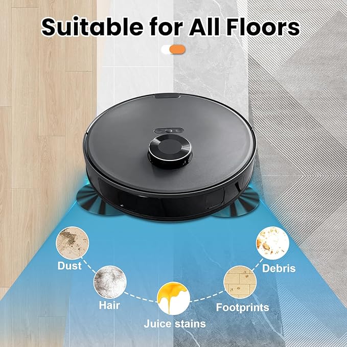 19 Packs Accessories Kit for Eureka E20 Evo Plus (NOT for E20 Plus) Robot Vacuum Cleaner, 2 Rubber Brushs, 4 HEPA Filters, 6 Mop Pads, 6 Side Brushes, 1 Cleaning Brush