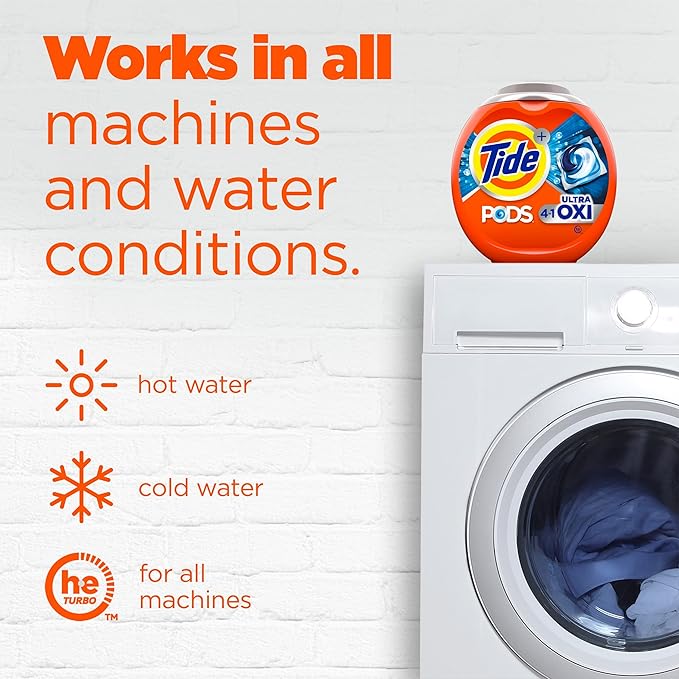 Tide 4-N-1 Ultra Oxi Pods Laundry Detergent Pacs, 32 Count, He Compatible, Built in Pre-Treater for Stains