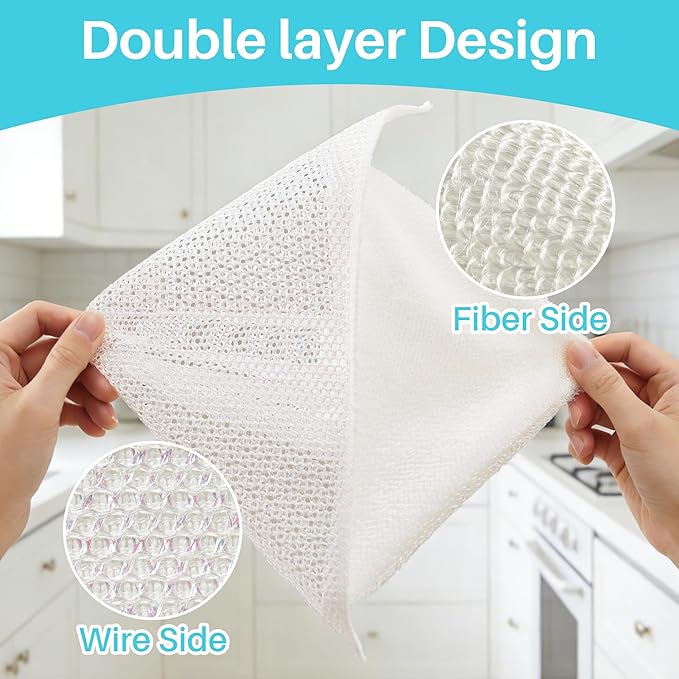 JOYMOOP 8 Pack Non Scratch Wire Dishcloths for Kitchen, 2 Sided Dish Towels, Reusable Cleaning Rags, Dish Cloths for Washing Dishes and Dish Rags for Washing Dishes, Quick Dry, 10" x 10"