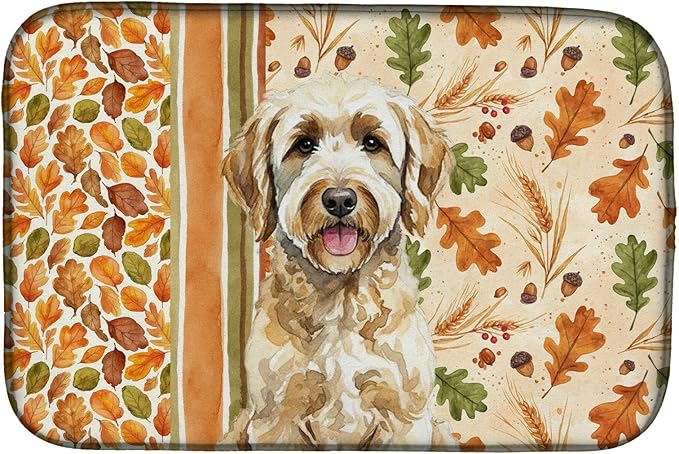 Caroline's Treasures Labradoodle Heirloom Fall Dish Drying Mat Absorbent Dish Drying Mat Pad for Kitchen Counter Dish Drainer Mat for Countertop, 14 x 21", Multicolor