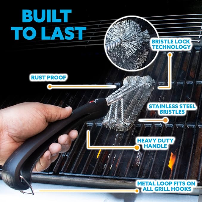 Kona Bristle & Bristle-Free Grill Brushes - Stainless Steel, Rust-Resistant, Safe for All Grill Types - Perfect Grilling Gift