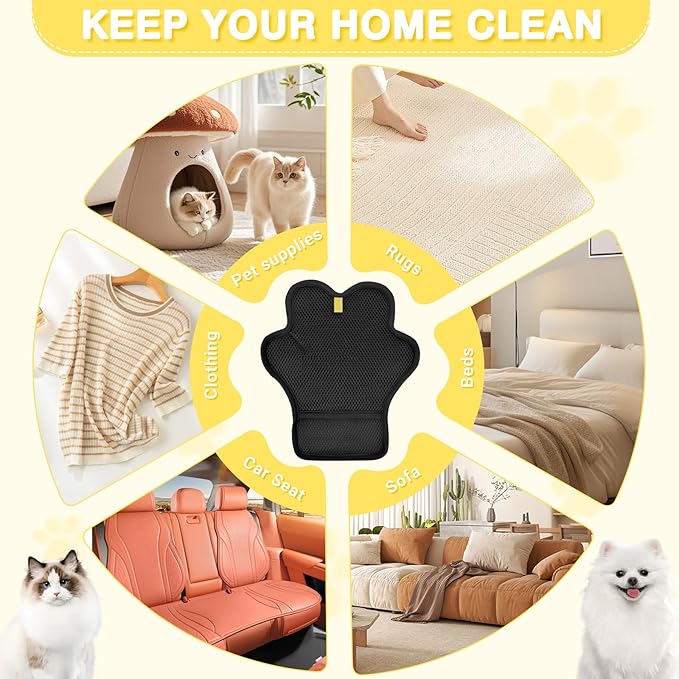 Pet Hair Removal Glove for Cats and Dogs,Upgrade Reusable Electrostatic Magic Brush Pet Hair Removal Grooming Gloves Tool for Furniture, Bed Sheets,Couch,Clothes,Carpet,Car Seat