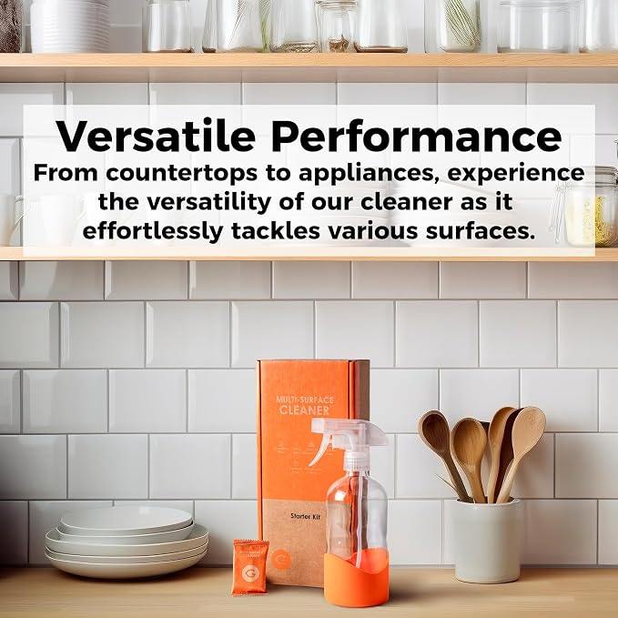 Eco Multi-Surface Cleaner Refill Tablets 12-Pack – Plastic-Free, Plant-Based, Non-Toxic – Just Add Water – Replaces 12 Plastic Spray Bottles – Orange Scent