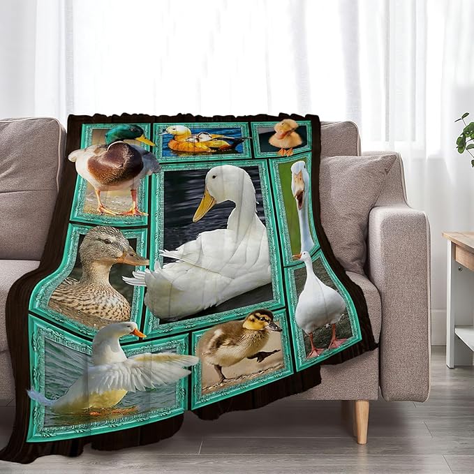 Duck Decor Throw Blanket - Super Warm Soft Plush Lightweight Fleece Flannel Goose Blanket Gifts for Girls, Boys, Kids, Baby, Women, Men, Adults - Winter Couch Bedding - 50"X60"