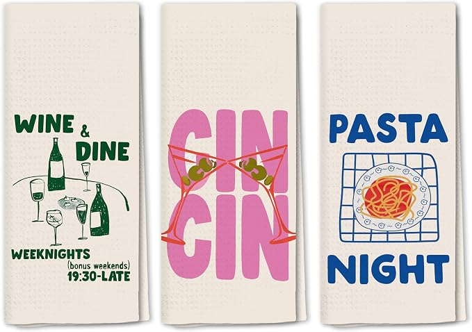 Italian Kitchen Towels Set 3, Italian Kitchen Decor, Bar Towels for Kitchen Bartender, Retro Dish Towels for Hand Towels for Kitchen, Aesthetic Kitchen Decor, 16x24 Inch