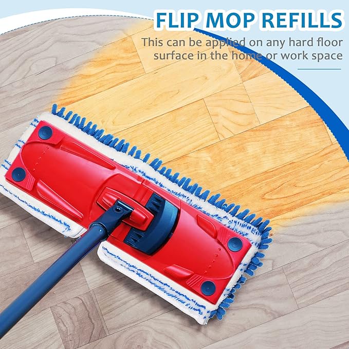 Chengu 6 Pieces Microfiber Flip Mop Refills Replacement Heads Double Sided Cleaning Pads Machine Washable Mop for Dry and Wet Kitchen Home Use