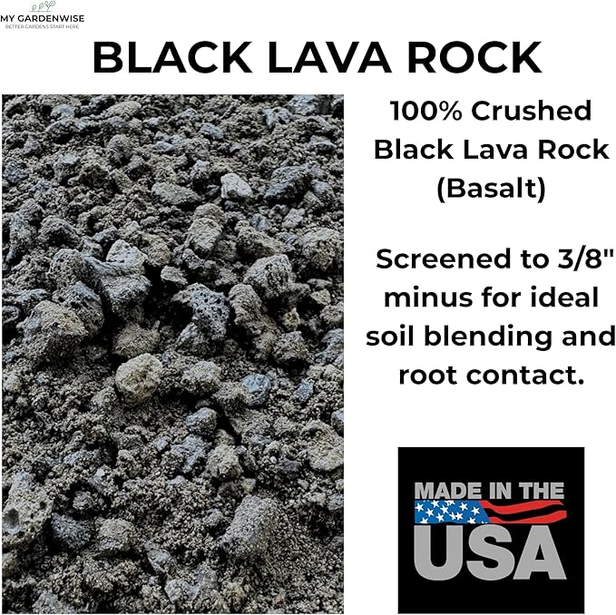 GARDENWISE Lava Rocks for Plants (3/8’’ Minus), Natural Black Lava Rocks, Succulent & Terrarium Horticultural Volcanic Rock, Ideal Drainage for Potted Plants, Made in USA (5 qts - 9 lbs)