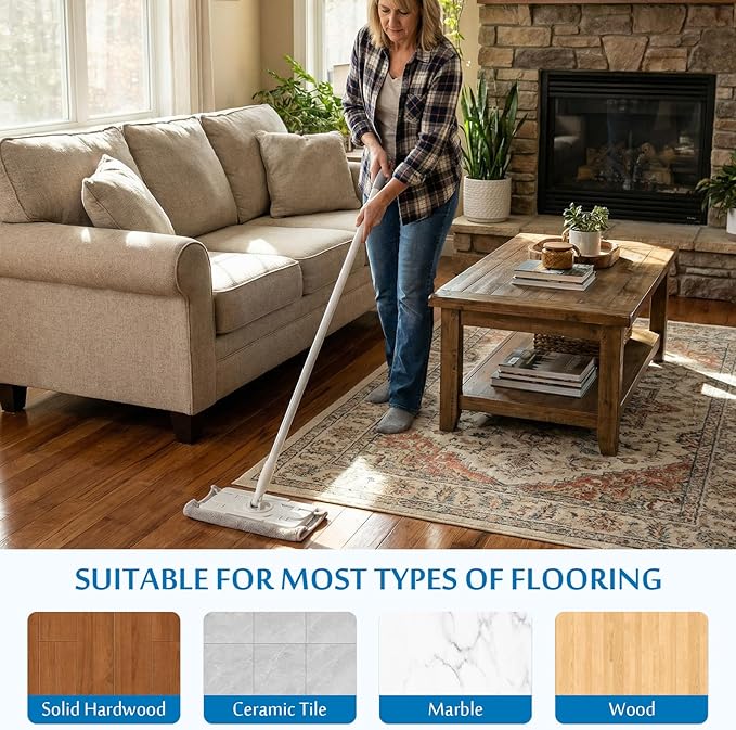 Baseboard Cleaner Tool with Handle,Wall Cleaner mop with Squeegee, Baseboard Cleaning Tool with 86" inch Extension Pole, Replacement Pads for Baseboards Cleaning, Ceiling, Wall, Floor (1)