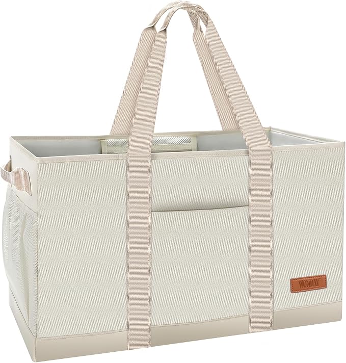 WONDAY Extra Large Utility Tote Bag - Standing Reusable Grocery Bag with Handle, Collapsible Storage for Shopping, Beach