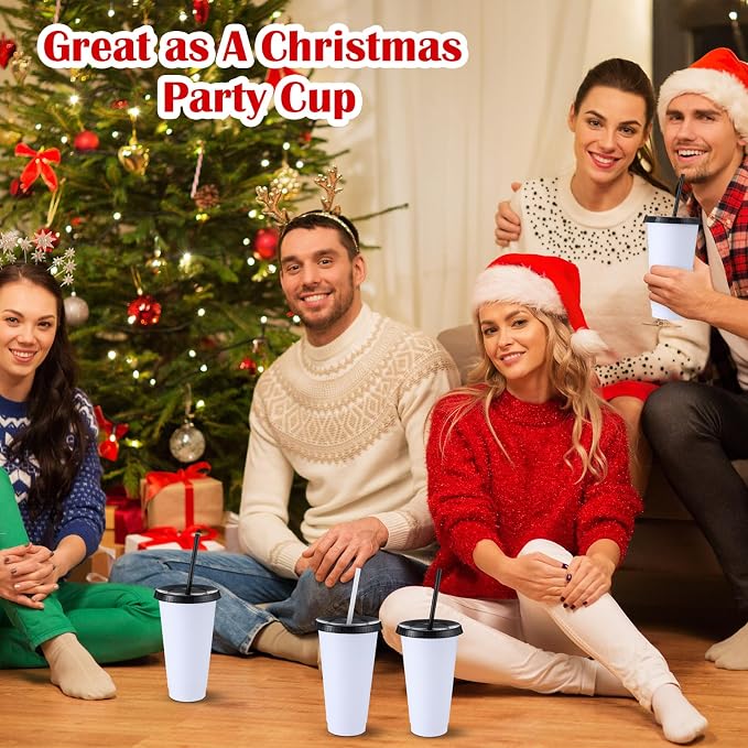 Honeydak Tumbler with Straw and Lid Bulk Cups for Gifts Water Bottle Iced Coffee Travel Mug Cup Reusable Plastic Tumblers for Party Birthdays 24-27 oz