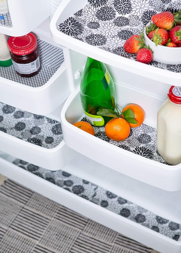 DII Fridge Liner Collection Non-Adhesive, Cut to Fit, 12x24, Black Dahlia, 6 Piece