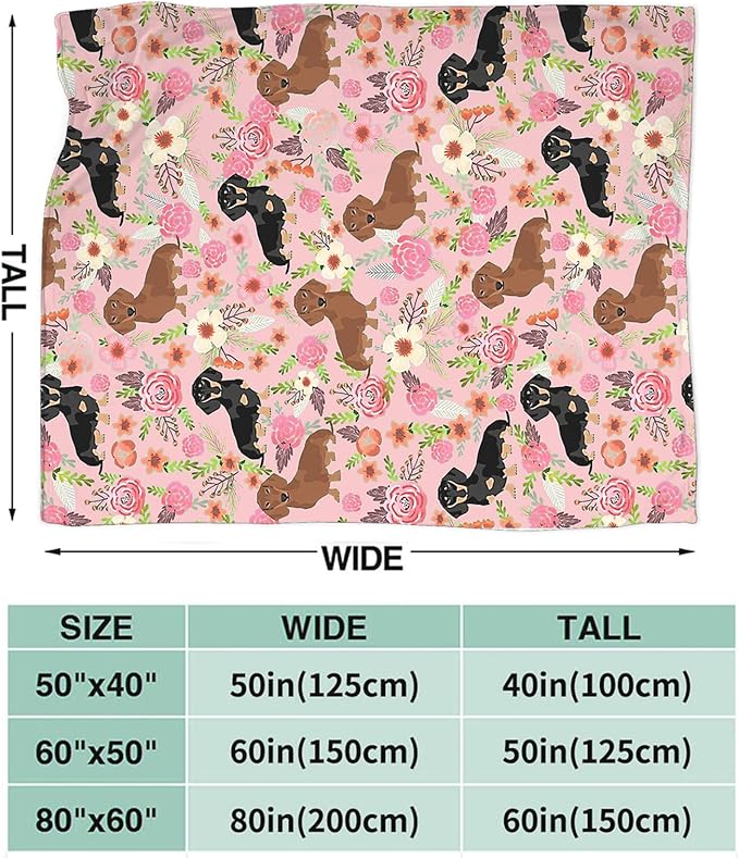 Tijuboni Dachshund Throw Blanket Dog Gifts for Girls Boys Women Men Kids Adults Soft Flannel Fleece Blanket for Couch Sofa Bed Home Decor 50"x60"