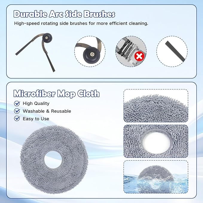 28 Pack Accessories Kit for Roborock Saros 20, Saros 10R, Qrevo CurvX, Curv 2 Pro Robot Vacuum Replacement Parts, 2 Main Brush, 4 Filters, 6 Side Brushes, 6 Mop Pads, 6 Dust Bags